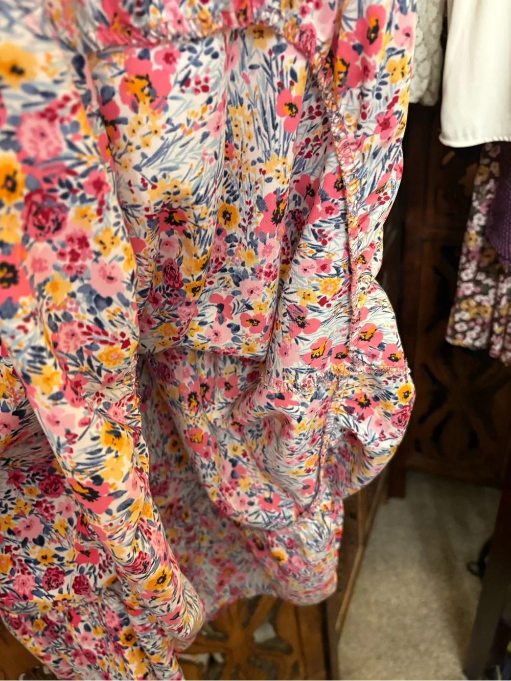 First Love Pink Multi Floral Smocked Mini Dress